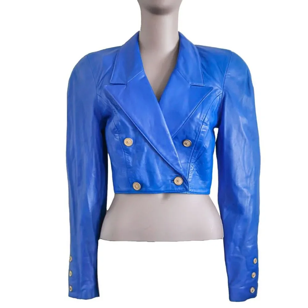 Vintage Michael Hoban North Beach Leather Jacket Size Small Blue